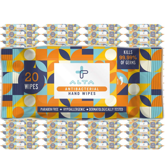 ALTA+ alcohol-free travel size wipes front view for on-the-go cleansing