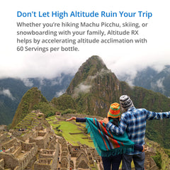 Altitude RX OxyBoost Complex travel kit scene emphasizes convenient mountain supplementation.