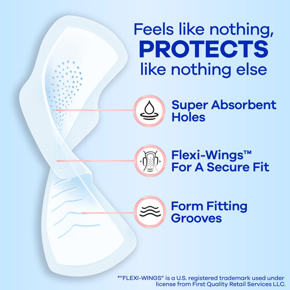 Always Infinity FlexFoam pad top layer dry keeps skin feeling fresh.