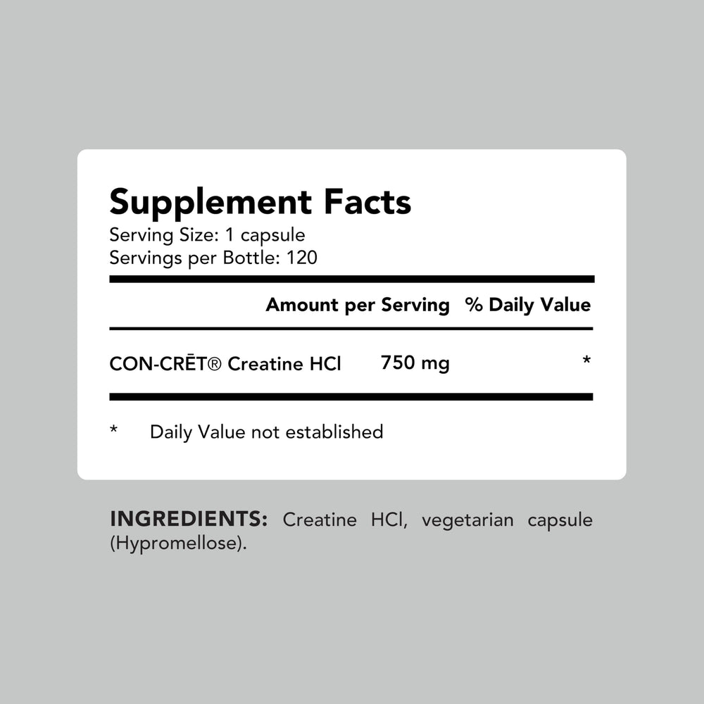 AMANDEAN Creatine HCl packaging highlights 120 capsules and 750 mg.