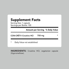 AMANDEAN Creatine HCl packaging highlights 120 capsules and 750 mg.