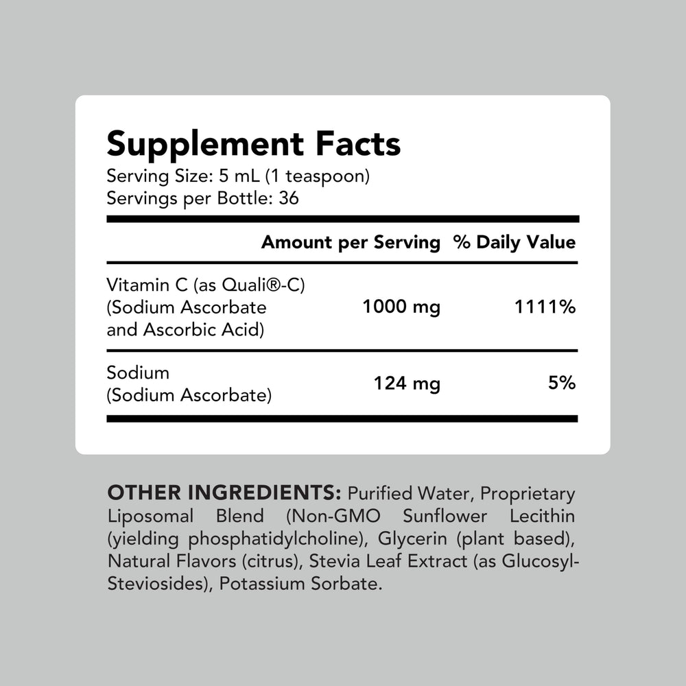 Quali-C label on AMANDEAN Liposomal Vitamin C 1000mg