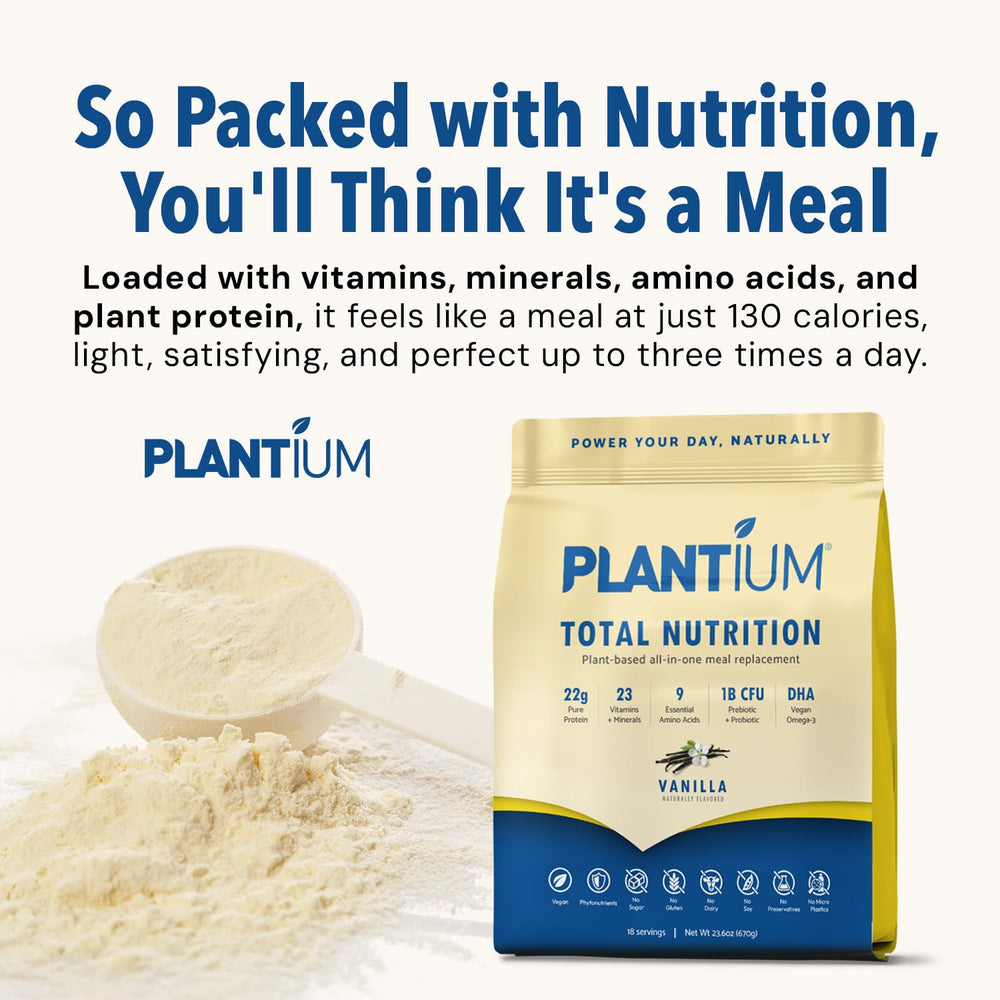 AMAXI Plantium Total Nutrition greens and plant-based ingredients for daily wellness.