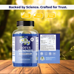 Amazing Botanicals Blueberry Lotus Gummies closeup highlights berry flavor and chewy texture.