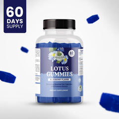 Amazing Botanicals Blueberry Lotus Gummies pack shown for convenient daily use.