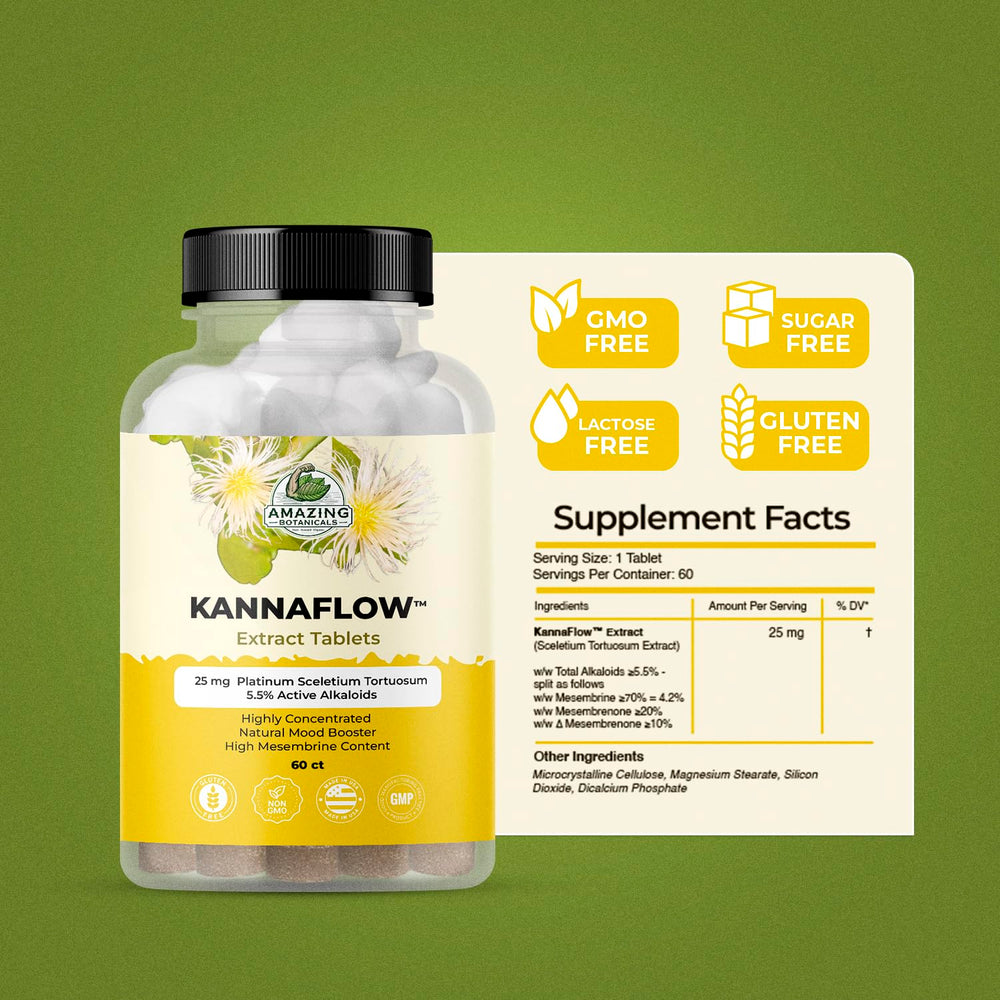 Amazing Botanicals Platinum Sceletium Tablets bottle open, easy grab-and-go.