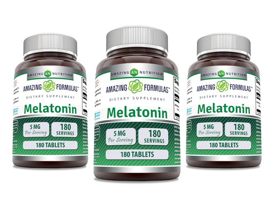 Amazing Formulas melatonin 5 mg bottle for a calm nightly routine