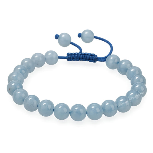 Amazing Gemstone aquamarine beads close-up, natural color and subtle shimmer.