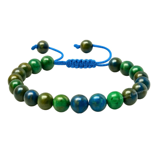 Amazing Gemstone Azurite Bracelet with 8mm beads close-up for everyday style.