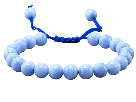 Amazing Gemstone Blue Lace Agate bracelet with 8mm beads for everyday wear and subtle color