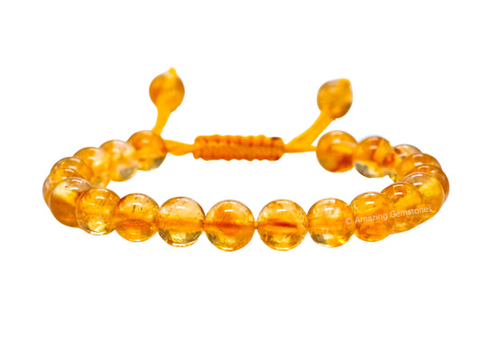 Amazing Gemstone Citrine Bracelet 8mm beads closeup for grounding and focus