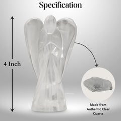 Amazing Gemstone Clear Quartz Angel in velvet pouch, ideal gift-ready presentation.
