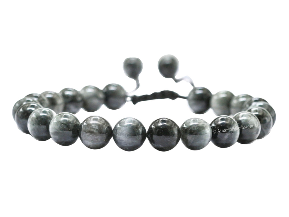 Amazing Gemstone Grey Cats Eye Bracelet on wrist for everyday grounding.