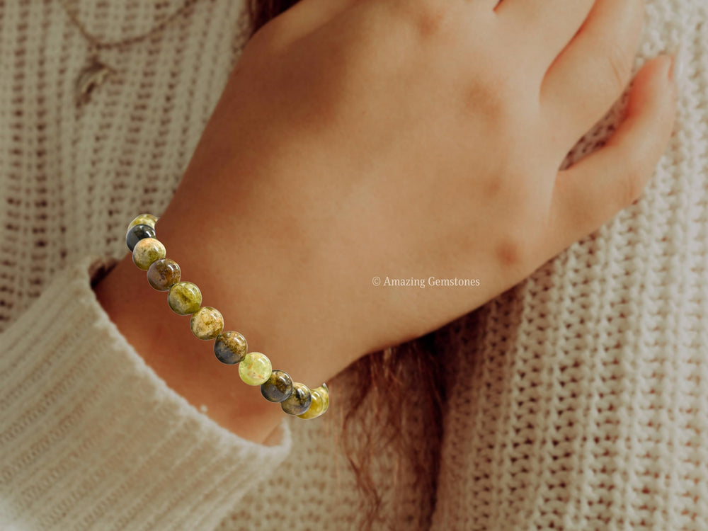 Amazing Gemstone Grossular Garnet Green Bracelet handmade from natural beads.