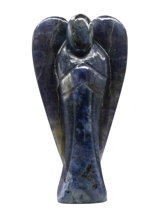 Amazing Gemstone Iolite Angel crystal figure with precise facets and serene pose.