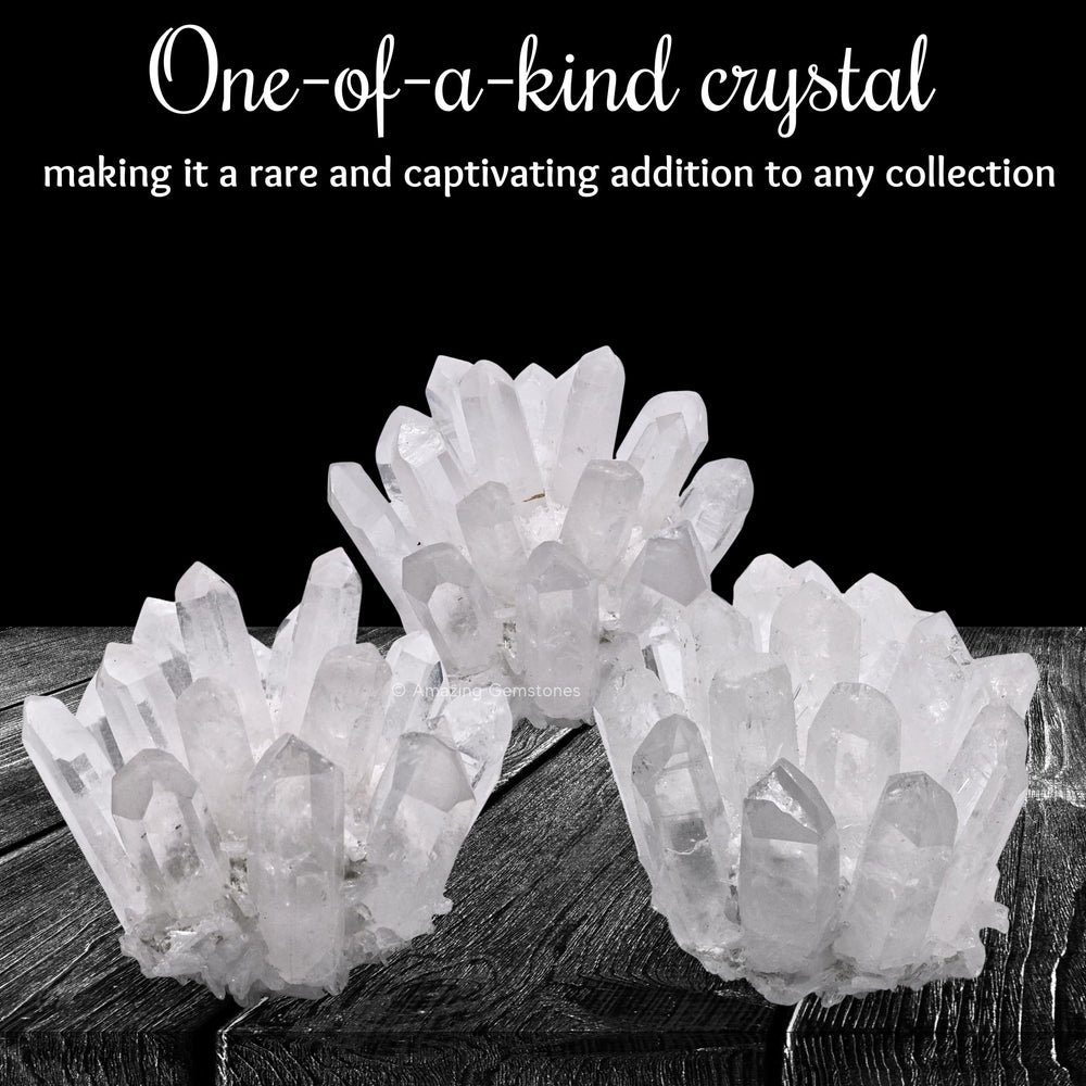 Amazing Gemstone large clear quartz cluster points stunning centerpiece for living spaces.
