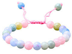 Amazing Gemstone Morganite bracelet close-up with 8mm beads for daily balance.