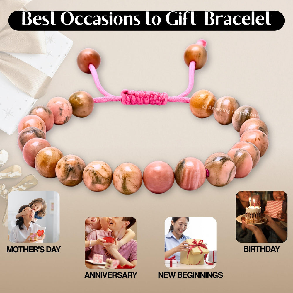 Daily wear of Amazing Gemstone Rhodochrosite Bracelet for calm focus.