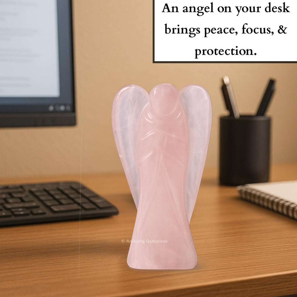 Amazing Gemstone Rose Quartz Angel gift-ready packaging makes for special occasions.