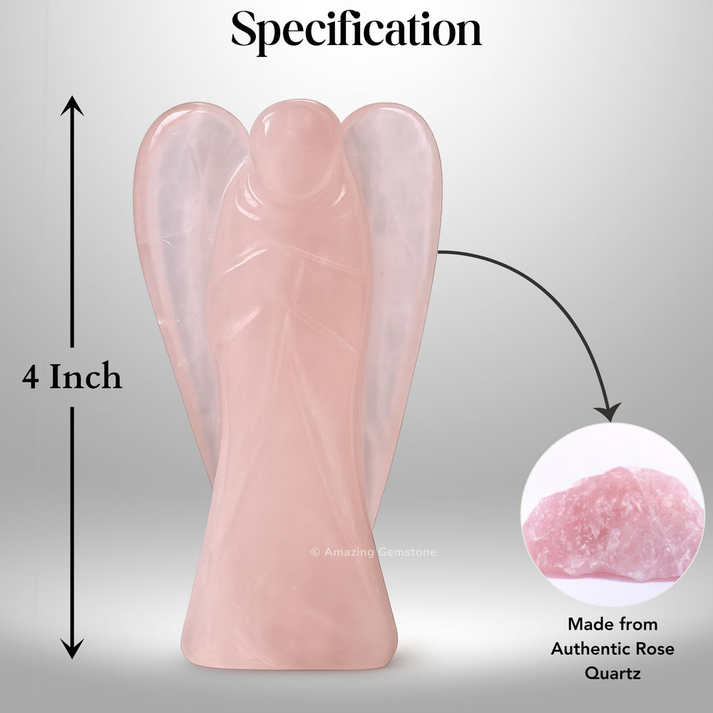 Amazing Gemstone Rose Quartz Angel pocket-guardian figurine suitable for personal spaces.