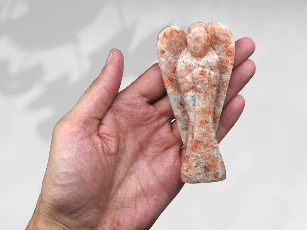 Amazing Gemstone Sunstone Angel in velvet pouch makes gifting simple.