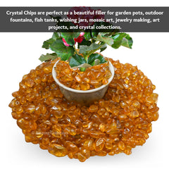 Natural Tangerine Aura Quartz chips, 1 lb bulk, with authenticity certificate.