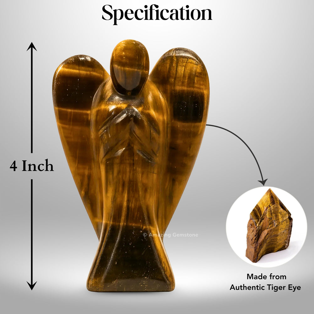 Close-up of Amazing Gemstone Tiger Eye Angel hand detailing shimmering chatoyancy