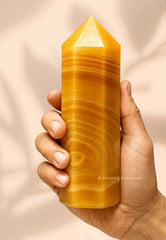Amazing Gemstone Yellow Calcite Obelisk directs outward energy during meditation
