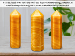 Amazing Gemstone Yellow Calcite Tower complements office spaces for balance and focus