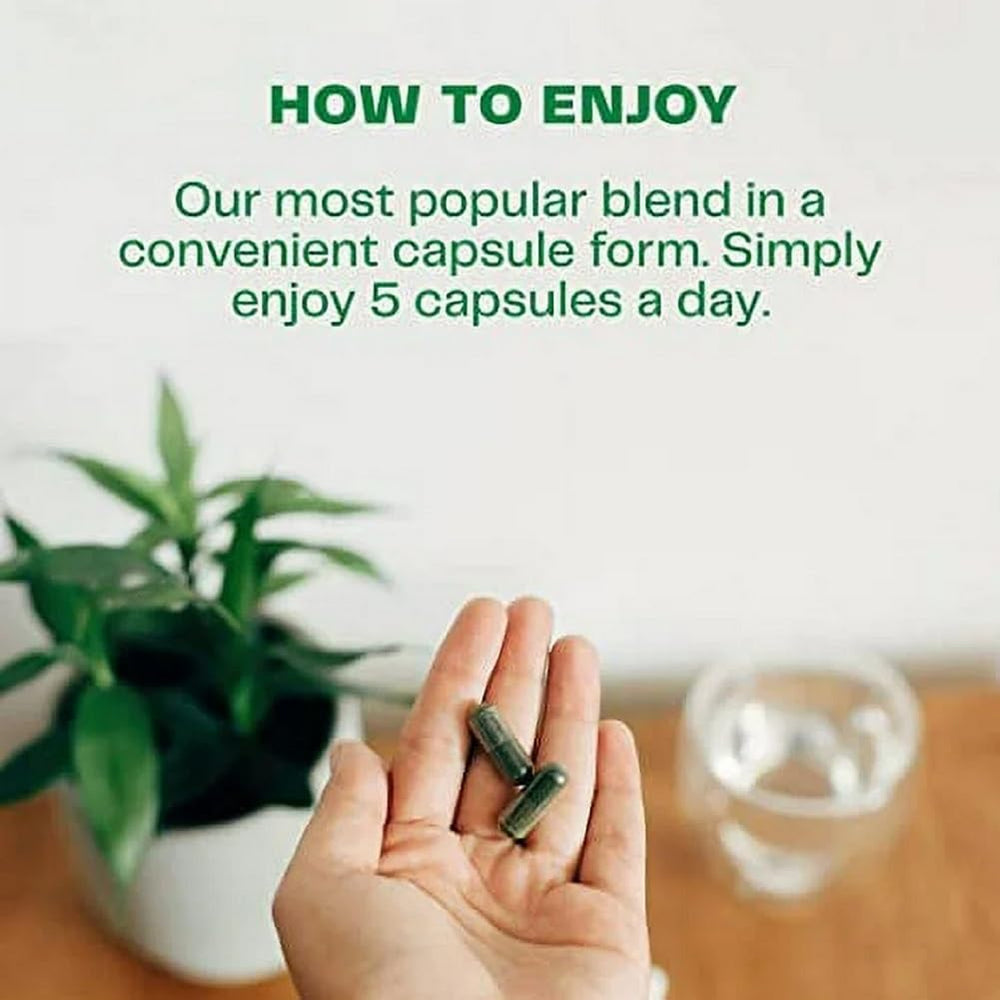 Digestive enzymes and probiotics in Amazing Grass Greens Blend for digestive comfort.