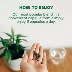 Digestive enzymes and probiotics in Amazing Grass Greens Blend for digestive comfort.
