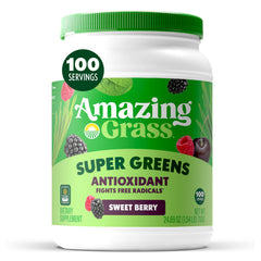Amazing Grass Greens Superfood tub front offers a convenient daily greens boost