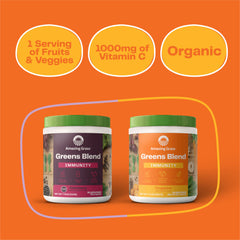Organic certification label on Amazing Grass Immunity Green Superfood bottle.