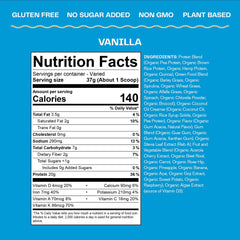 Amazing Grass Organic Plant Protein Blend label emphasizes clean ingredients and vegan protein.