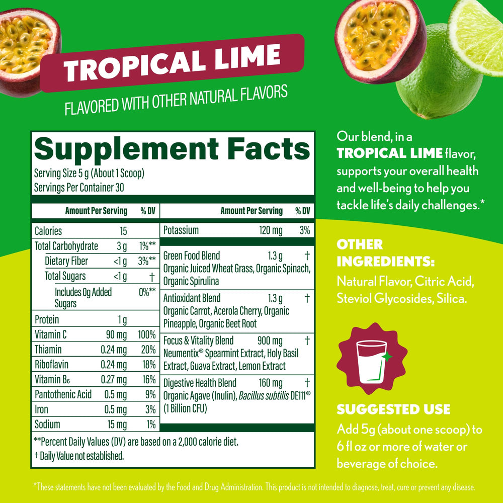 Amazing Grass label features vitamin C boost for daily nutrition