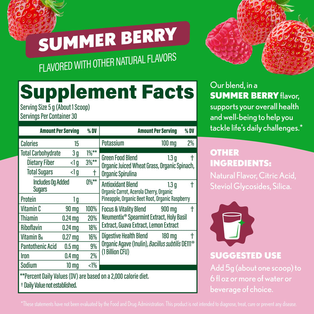 Amazing Grass Vitamin C immune-support label demonstrates daily vitamin C.
