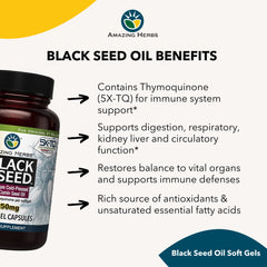 Amazing Herbs Black Seed Oil Capsules immune-support concept visual.
