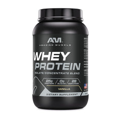 Amazing Muscle whey powder shake glass demonstrates fast dissolving formula for smooth shakes