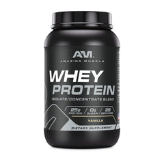 Amazing Muscle whey powder tub in vanilla for a convenient protein boost after workouts