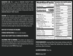 Amazing Muscle Whey Protein Isolate packaging highlighting USA-made quality.