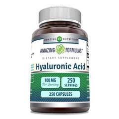 Amazing Nutrition Amazing Formulas Hyaluronic Acid 100mg bottle front supports hydration-friendly use