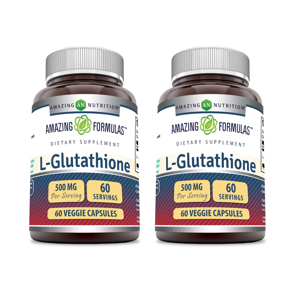 Amazing Formulas reduced L-glutathione bottle front highlighting 500 mg per serving