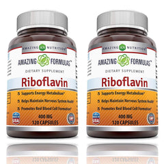 Amazing Nutrition riboflavin 400 mg capsules bottle for daily energy support