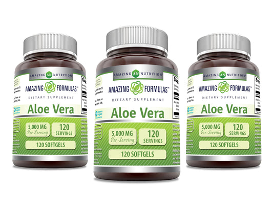 Amazing Formulas Aloe Vera softgels bottle front for daily wellness.