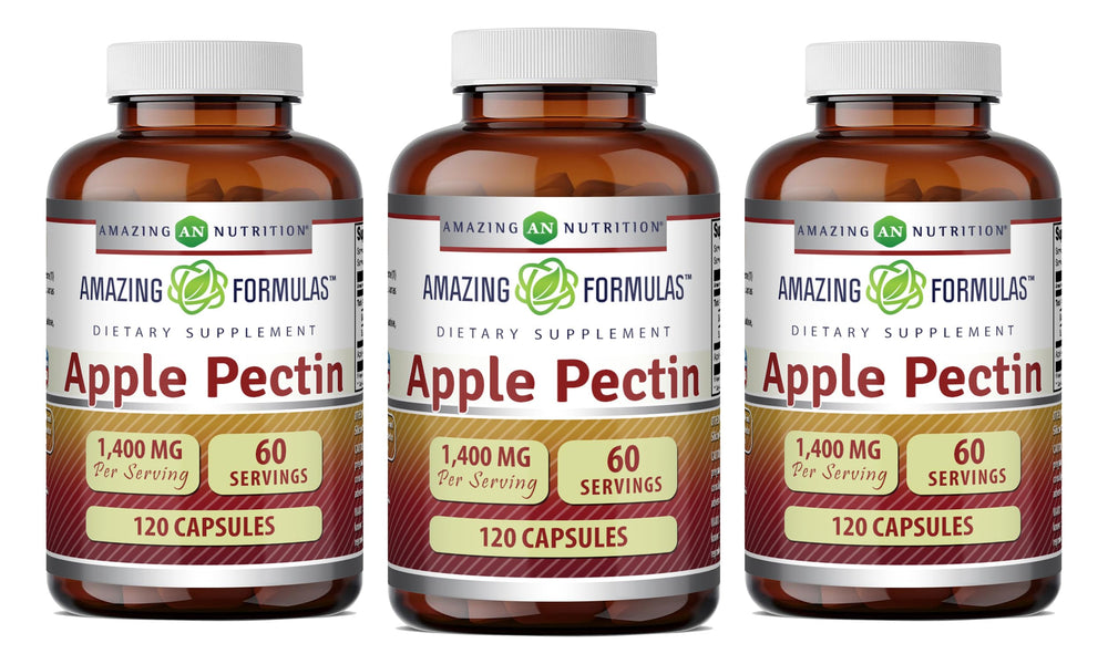 Amazing Nutrition Apple Pectin 1400 mg bottle on desk may support daily digestion