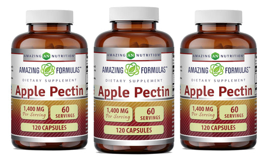Amazing Nutrition Apple Pectin 1400 mg bottle on desk may support daily digestion
