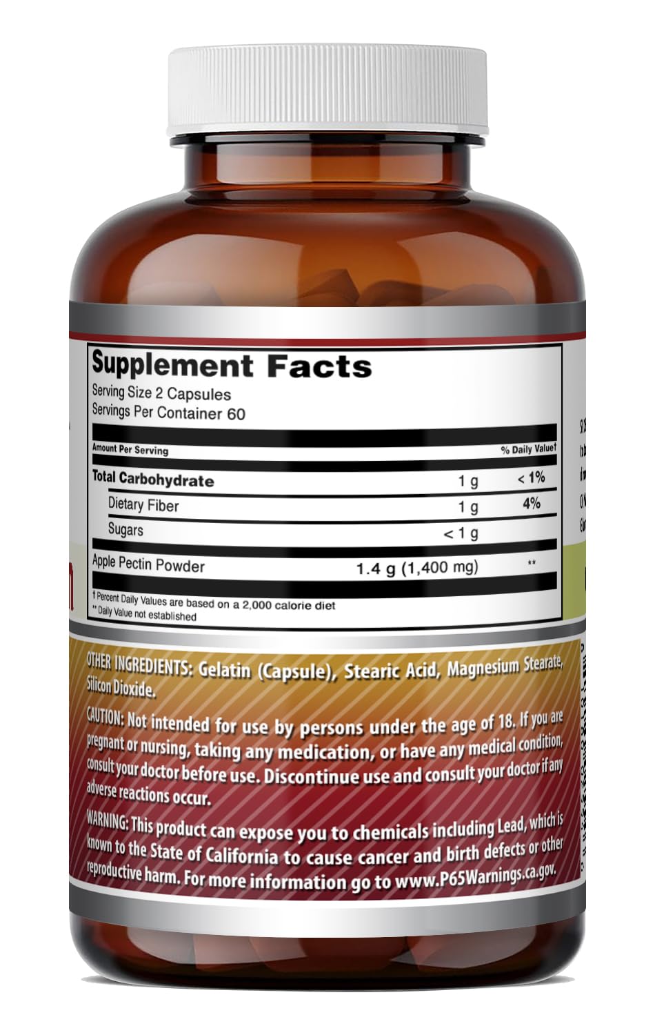 Amazing Nutrition Apple Pectin capsules closeup easy to swallow for daily use