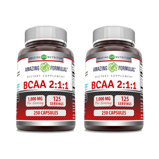 Amazing Nutrition BCAA 2:1:1 capsules front view for workout routine support