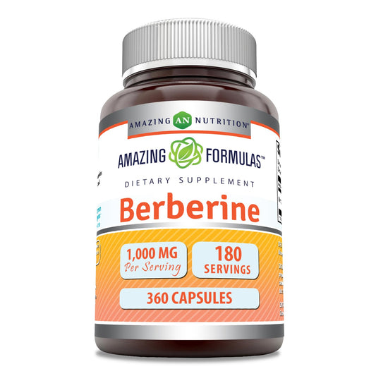 Amazing Nutrition Berberine 1000mg bottle with clear label for daily wellness decisions.