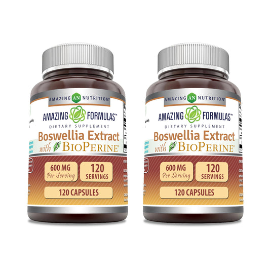 Amazing Nutrition boswellia extract bottle with Bioperine promoting daily joint support.